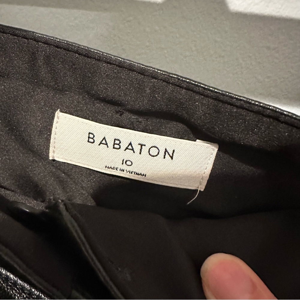 Aritzia Babaton Vegan Leather Belted Pants - Size 10 - Picture 4 of 6